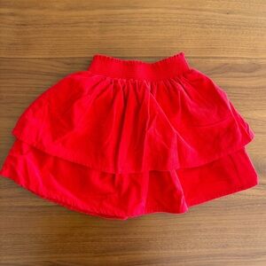 Mini Boden Red Smocked Waist Corduroy Skirt